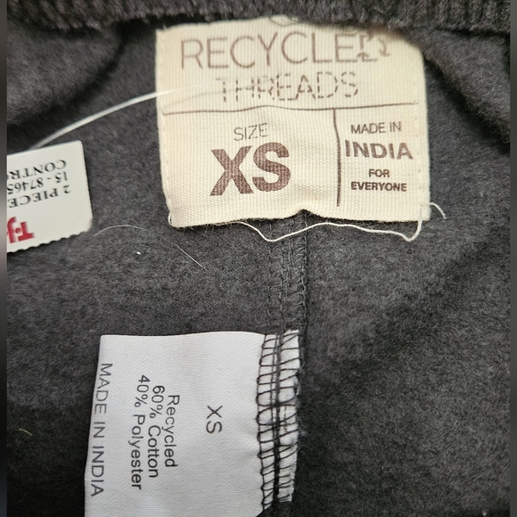 RECYCLED THREADS Sporty Wellness Club Sweatshirt/shorts Set. Charcoal.XS NWT - Picture 5 of 15